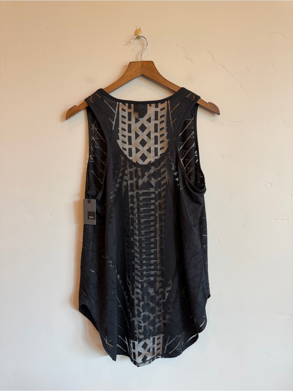MOSSIMO Target Black Sheer Geometric Design Swimsuit Cover Or Tank Top - Picture 8 of 9